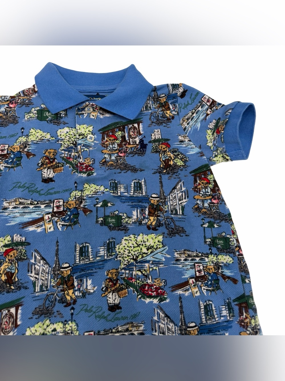 Polo Ralph Lauren Boy Polo Bear Travel Print Blue Size 2T